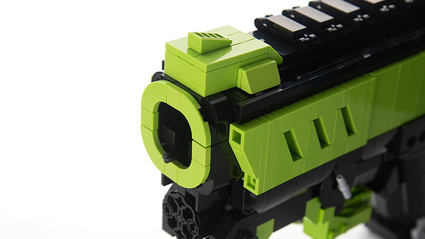green phantom block gun blaster barrel detail green black grey