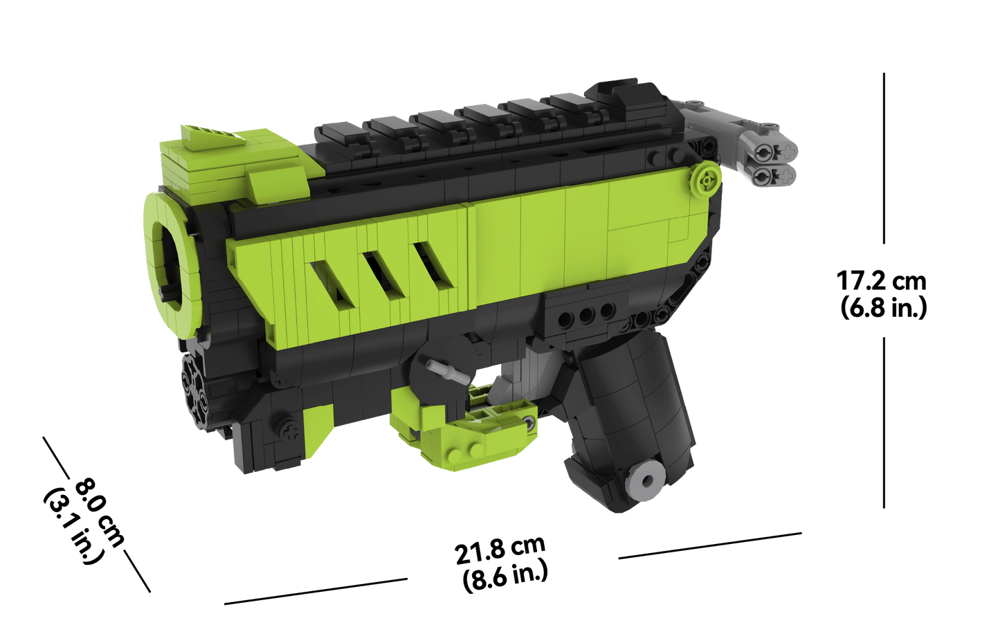 bloxday building block gun blaster set dimensions green phantom