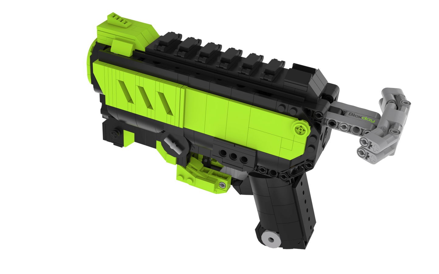 bloxday building block gun blaster set green phantom with bloxday logo print