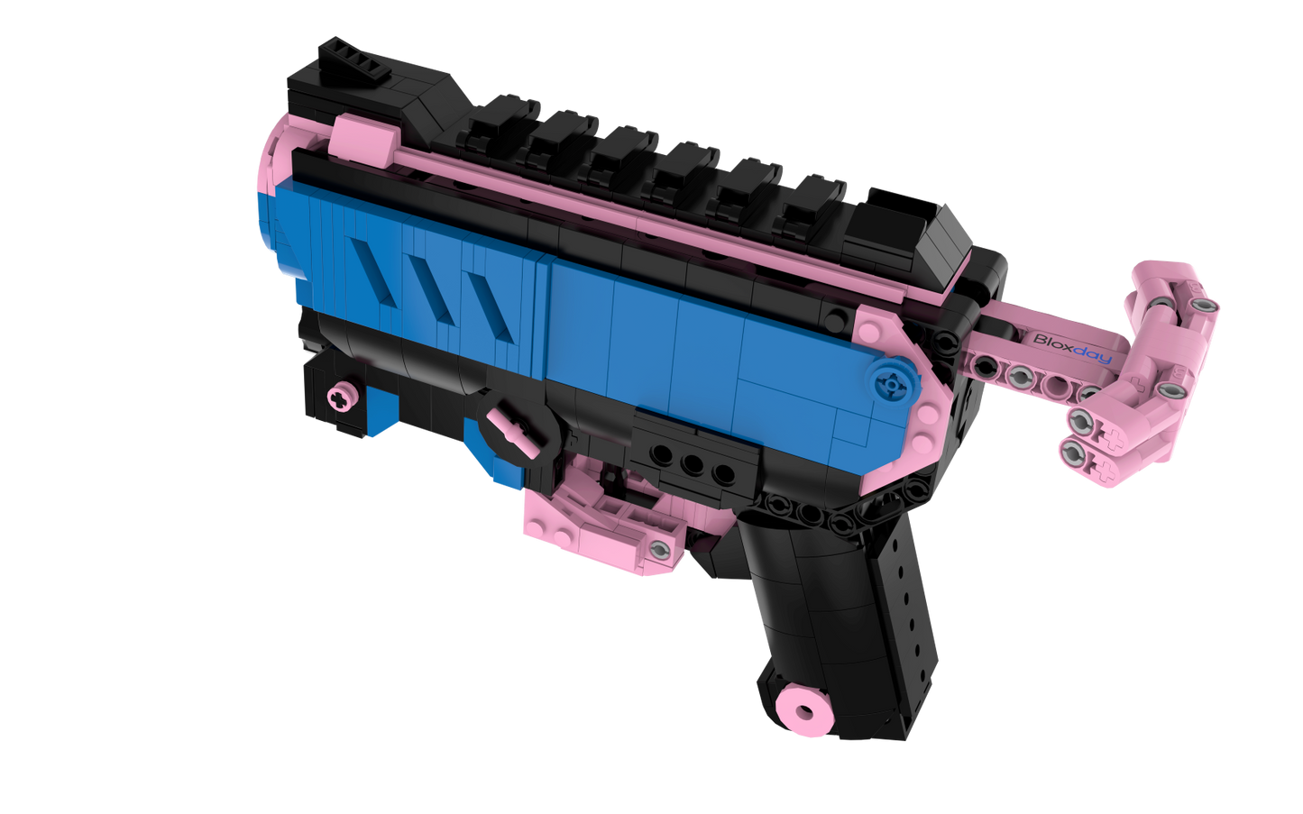 bloxday building block gun blaster set neon tide with bloxday logo print