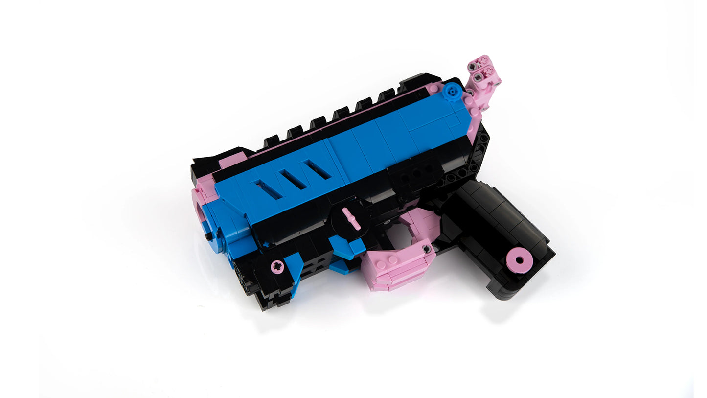bloxday building block gun blaster neon tide shootable toy gun blue pink black