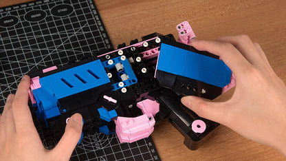 Bloxday Block Blaster | Aesthetic Retro Cyberpunk Mechanical Loading Brick Gun Model | Shootable Building Toy Set | Neon Tide