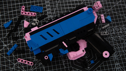 bloxday building block gun blaster set shootable toy gun neon tide pink blue black