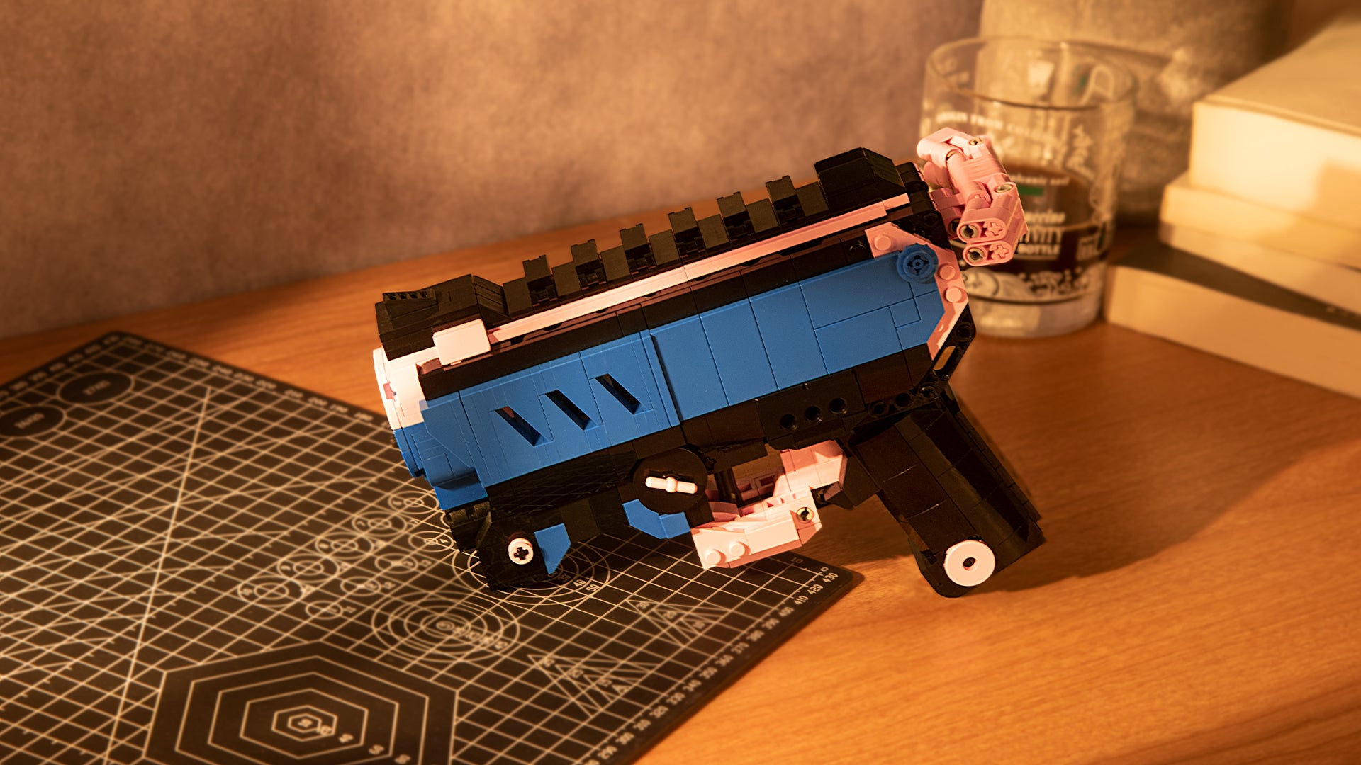 bloxday building block gun blaster set neon tide shootable toy gun in sunset