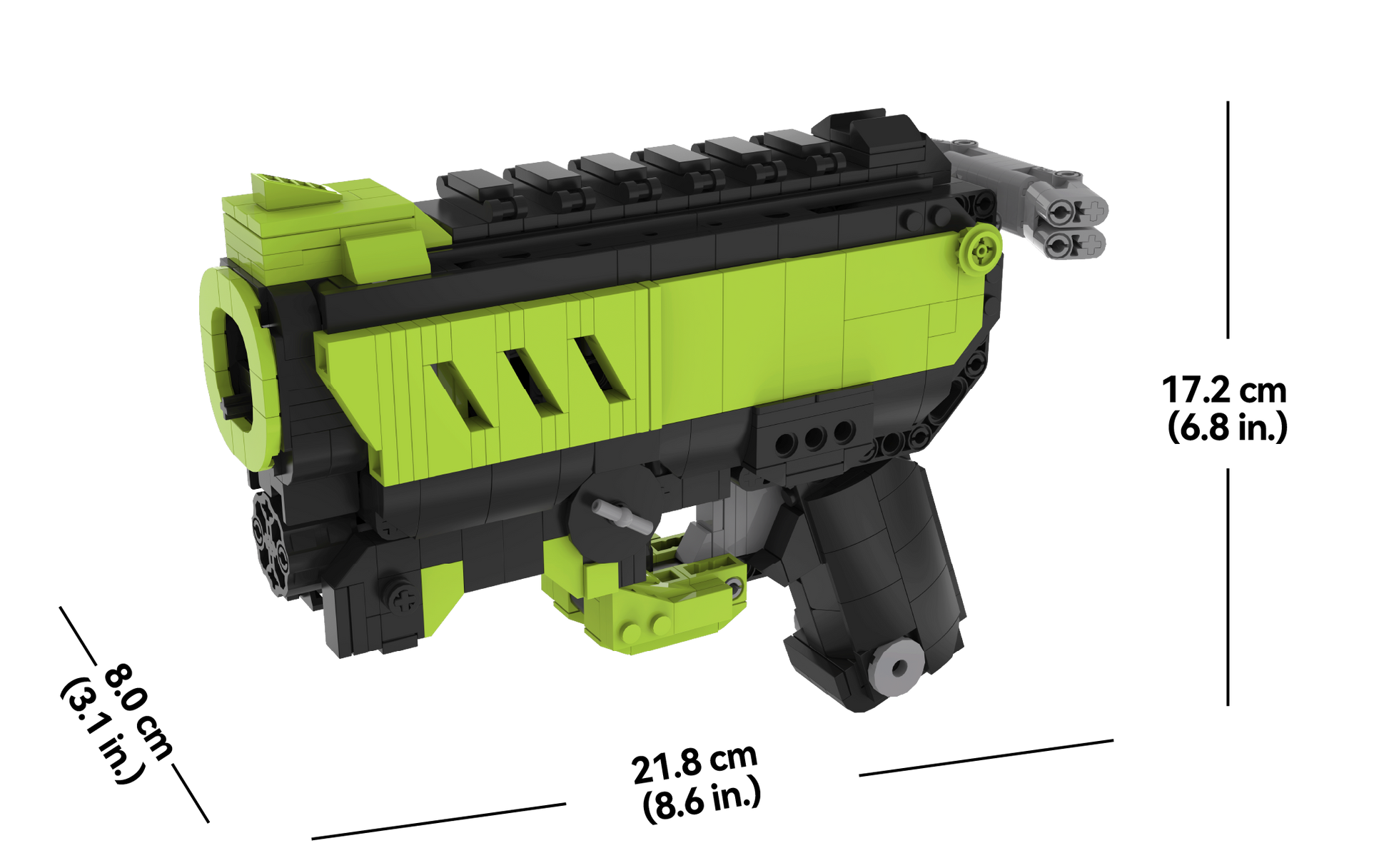 bloxday building block gun blaster set dimensions green phantom