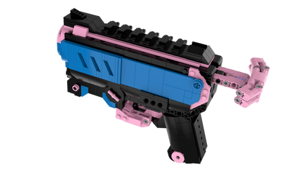 bloxday building block gun blaster set shootable toy gun neon tide with bloxday logo print