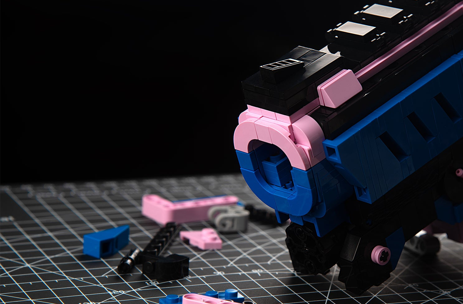 bloxday building block gun blaster shootable toy gun neon tide blue pink black