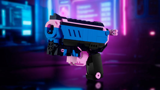 bloxday neon tide building block gun blaster set in cyber neon style